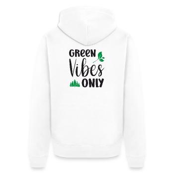 Nur grüne Vibes - Unisex Premium Bio Zip Hoodie - Weiß - Hinten - Thijin (182cm)