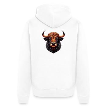 Bull - Unisex Premium Organic Zip Hoodie - white - Back - Thijin (182cm)