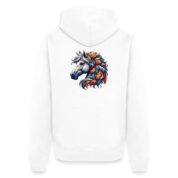 Horse - Unisex Premium Organic Zip Hoodie - white - Back - Thijin (182cm)