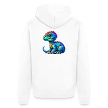 Dinosaurier - Unisex Premium Bio Zip Hoodie - Weiß - Hinten - Thijin (182cm)