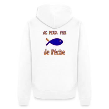 JE PEUX PAS. PÊCHE. POISSON. POISSON D'AVRIL - Veste à capuche bio Premium Unisexe - blanc - Dos - Thijin (182cm)