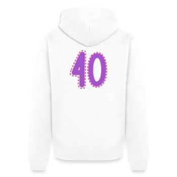 40. 40 ANS. 40e ANNIVERSAIRE. ANNIVERSAIRE 40 ANS. - Veste à capuche bio Premium Unisexe - blanc - Dos - Thijin (182cm)
