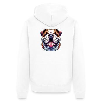 English Bulldog Dog - Unisex Premium Organic Zip Hoodie - white - Back - Thijin (182cm)