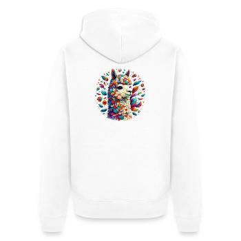 Alpaka - Unisex Premium Bio Zip Hoodie - Weiß - Hinten - Thijin (182cm)