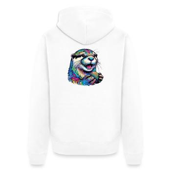 Loutre avec coquille - Veste à capuche bio Premium Unisexe - blanc - Dos - Thijin (182cm)