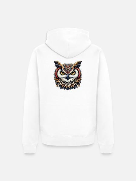 Eule - Unisex Premium Bio Zip Hoodie - Weiß
