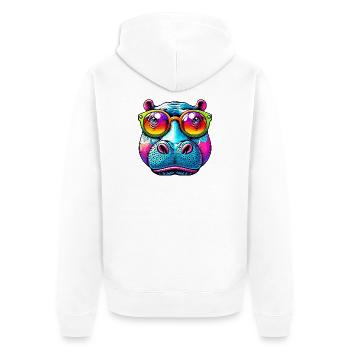 Hippopotamus with sunglasses - Unisex Premium Organic Zip Hoodie - white - Back - Thijin (182cm)