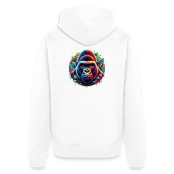 Gorilla - Unisex Premium Bio Zip Hoodie - Weiß - Hinten - Thijin (182cm)
