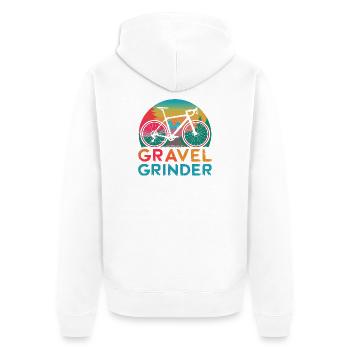 Gravel Grinder Bike Sunset - Unisex Premium Bio Zip Hoodie - Weiß - Hinten - Thijin (182cm)