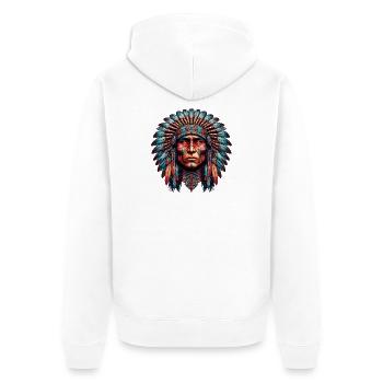 Amérindien Américain - Veste à capuche bio Premium Unisexe - blanc - Dos - Thijin (182cm)