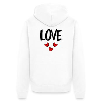 WEIHNACHTEN. FROHE WEIHNACHTEN. FROHE WEIHNACHTEN. WEIHNACHTSMANN - Unisex Premium Bio Zip Hoodie - Weiß - Hinten - Thijin (182cm)