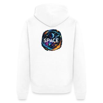 Raum - Unisex Premium Bio Zip Hoodie - Weiß - Hinten - Thijin (182cm)