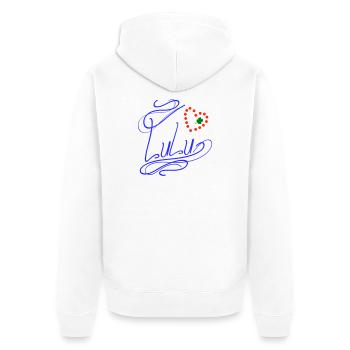 Lulu with heart and shamrock - Unisex Premium Organic Zip Hoodie - white - Back - Thijin (182cm)