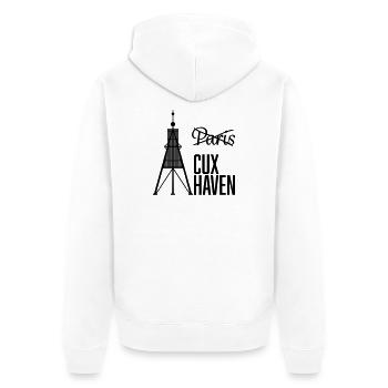 Lieber Cuxhaven als Paris - Unisex Premium Bio Zip Hoodie - Weiß - Hinten - Thijin (182cm)