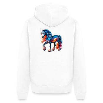 Horse - Unisex Premium Organic Zip Hoodie - white - Back - Thijin (182cm)