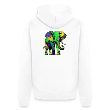 Elefant - Unisex Premium Bio Zip Hoodie - Weiß - Hinten - Thijin (182cm)