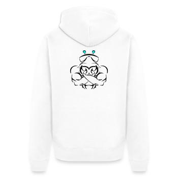 Alpha cancer Deluxe - Unisex Premium Bio Zip Hoodie - Weiß - Hinten - Thijin (182cm)