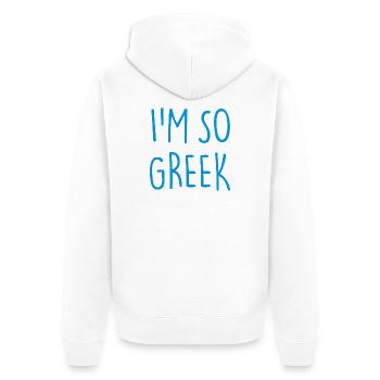 I'M SO GREEK Griechisch Griechenland - Unisex Premium Bio Zip Hoodie - Weiß - Hinten - Thijin (182cm)