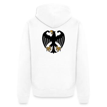 Deutscher Fitness Bundesadler mit Muskeln - Unisex Premium Bio Zip Hoodie - Weiß - Hinten - Thijin (182cm)