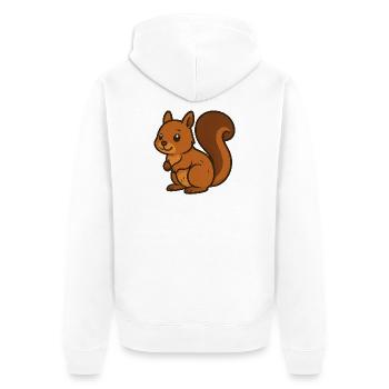 Niedliches Cartoon Eichhörnchen – passender Waldfreund - Unisex Premium Bio Zip Hoodie - Weiß - Hinten - Thijin (182cm)