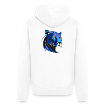 PANTER BLU - Unisex Premium Bio Zip Hoodie - Weiß - Hinten - Thijin (182cm)