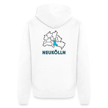 NEUKÖLLN, Stadtteil von Berlin - Unisex Premium Bio Zip Hoodie - Weiß - Hinten - Thijin (182cm)