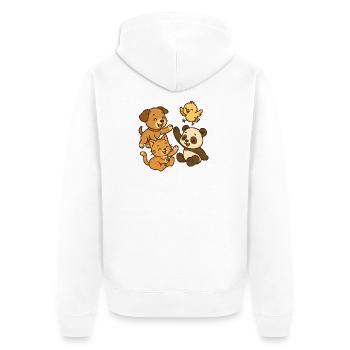 Animaux en train de jouer - Veste à capuche bio Premium Unisexe - blanc - Dos - Thijin (182cm)