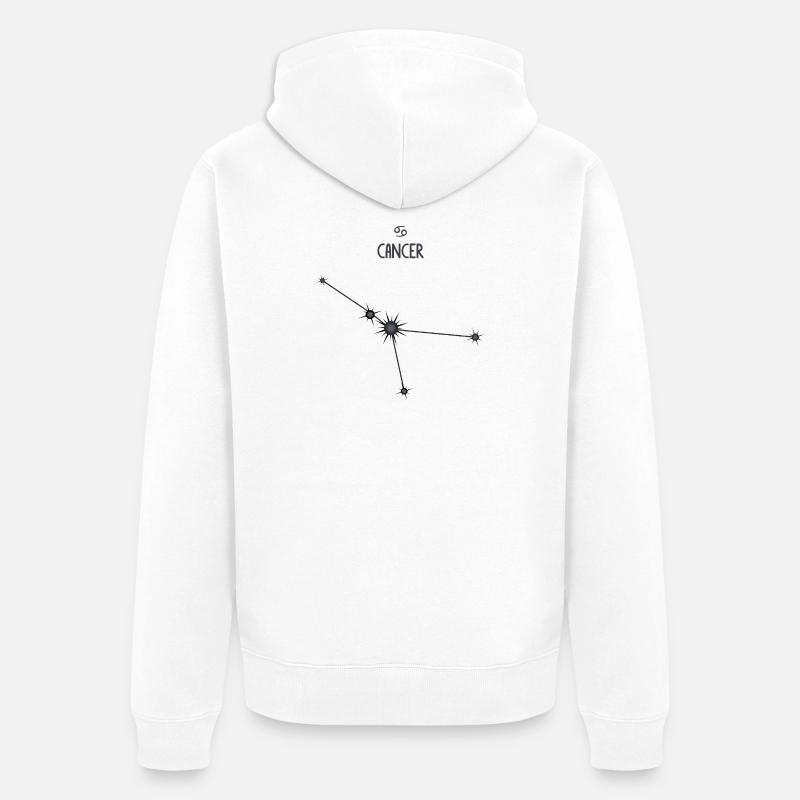 Krebs Sternzeichen Sternbild Sternbild Schwarz & Grau - Unisex Premium Bio Zip Hoodie - Weiß