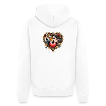 Dschungel Herz & Liebe Tattoo - Unisex Premium Bio Zip Hoodie - Weiß - Hinten - Thijin (182cm)