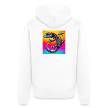 Gecko - Unisex Premium Organic Zip Hoodie - white - Back - Thijin (182cm)