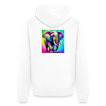 Elefant - Unisex Premium Bio Zip Hoodie - Weiß - Hinten - Thijin (182cm)