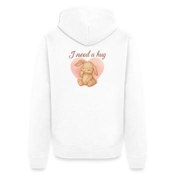 I Need a Hug / Y2K Design / Retro - Unisex Premium Organic Zip Hoodie - white - Back - Thijin (182cm)