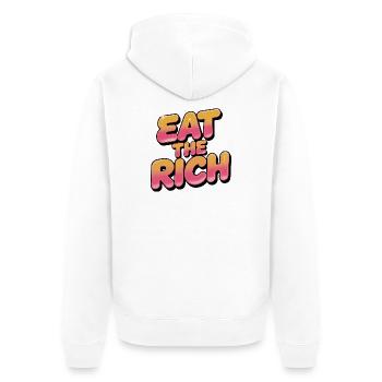Eat the Rich - Lustiges Sozialismus-Design - Unisex Premium Bio Zip Hoodie - Weiß - Hinten - Thijin (182cm)