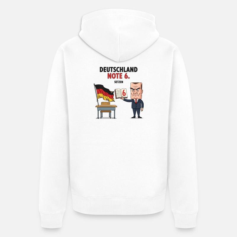 Deutschland Note 6 Motiv mit Lehrer  - Unisex Premium Bio Zip Hoodie - Weiß