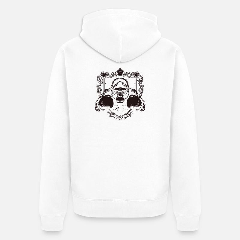 Gorille avec pose de combat - Veste à capuche bio Premium Unisexe - blanc