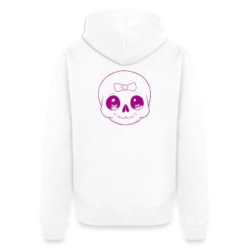 Playful cute skull with bow - Unisex Premium Organic Zip Hoodie - white - Back - Thijin (182cm)