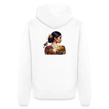 Herbstliche Naturblumen Damen T-Shirt - Unisex Premium Bio Zip Hoodie - Weiß - Hinten - Thijin (182cm)