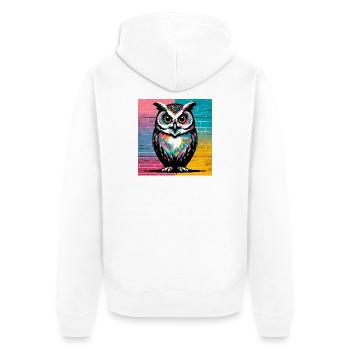 owl - Unisex Premium Organic Zip Hoodie - white - Back - Thijin (182cm)