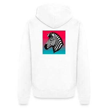 Zebra - Unisex Premium Bio Zip Hoodie - Weiß - Hinten - Thijin (182cm)