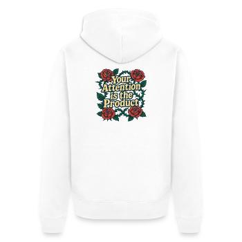 Ihre Aufmerksamkeit ist das Produkt - Unisex Premium Bio Zip Hoodie - Weiß - Hinten - Thijin (182cm)