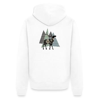 Hirsch - Unisex Premium Bio Zip Hoodie - Weiß - Hinten - Thijin (182cm)