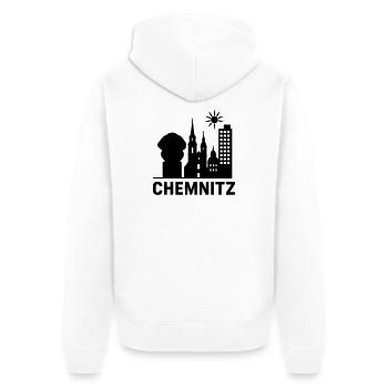 Chemnitz Landmark Silhouette - Unisex Premium Organic Zip Hoodie - white - Back - Thijin (182cm)