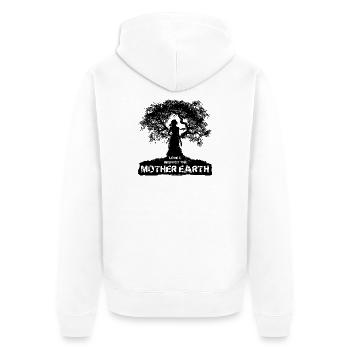 Mutter Erde - Schwarzes Design - Unisex Premium Bio Zip Hoodie - Weiß - Hinten - Thijin (182cm)