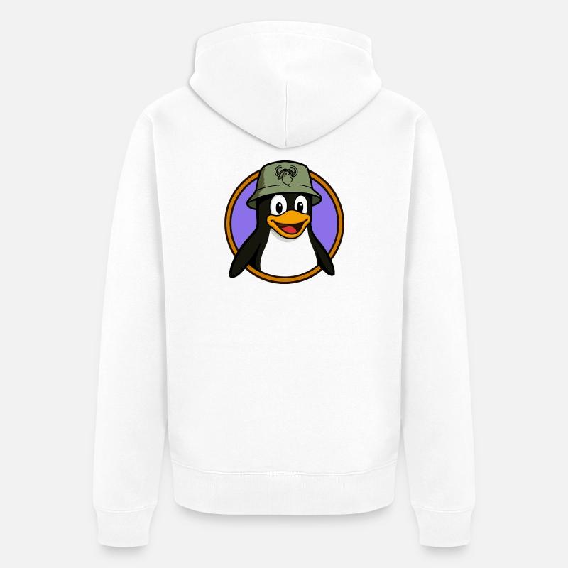 Tux Linux + GNU Hat - Veste à capuche bio Premium Unisexe - blanc