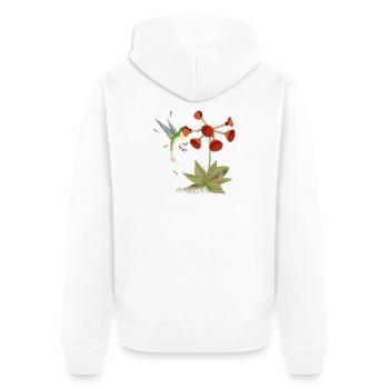 Colibri rencontre la fleur de la cloche d’aspiration - motif amusant - Veste à capuche bio Premium Unisexe - blanc - Dos - Thijin (182cm)