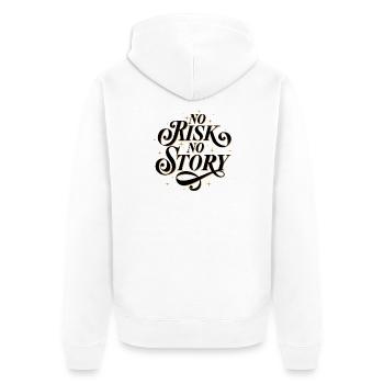 No Risk. No Story. - Unisex Premium Organic Zip Hoodie - white - Back - Thijin (182cm)