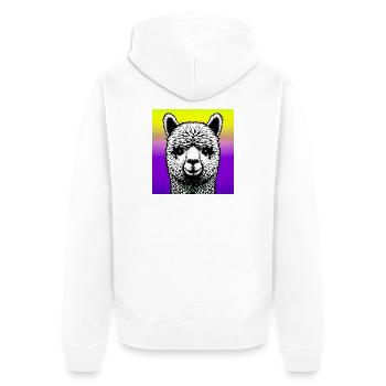 Alpaca - Unisex Premium Organic Zip Hoodie - white - Back - Thijin (182cm)