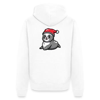 Robbe Tier Weihnachten - Unisex Premium Bio Zip Hoodie - Weiß - Hinten - Thijin (182cm)
