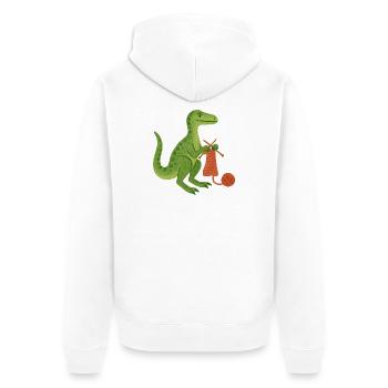 Dino Knits Artisanat douillet - Veste à capuche bio Premium Unisexe - blanc - Dos - Thijin (182cm)