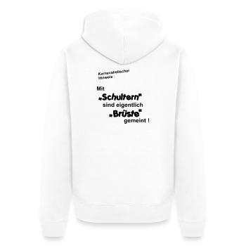 Karnevalistischer Hinweis - Unisex Premium Bio Zip Hoodie - Weiß - Hinten - Thijin (182cm)